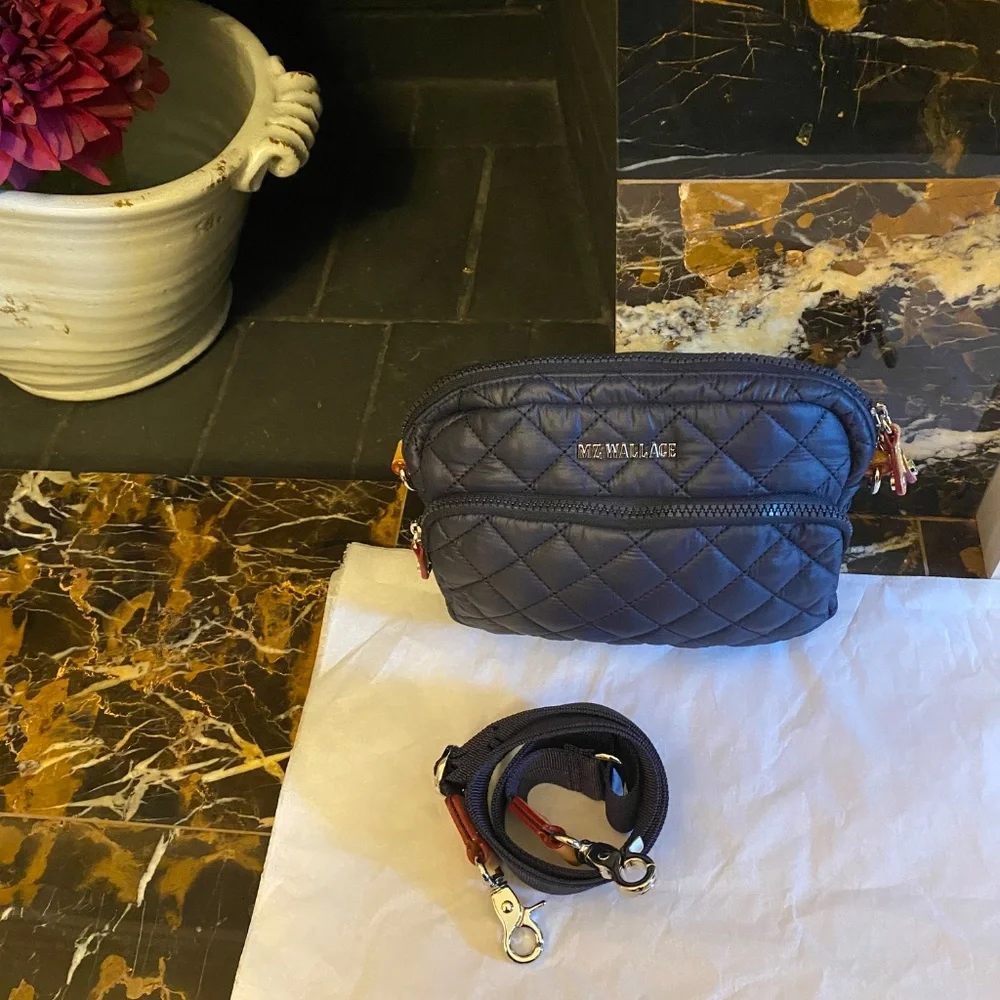 MZ WALLACE SMALL METRO CAMERA BAG CROSSBODY / SHOULDER DAWN BLUE NYLON - Picture 8 of 14